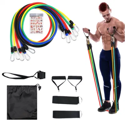 2021 La alta calidad 11pcs Conjunto de bandas de resistencia de látex para el ejercicio fitness entrenamiento Juegos