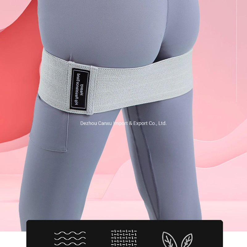 Women&prime;s Pink Fabric Non-Slip Hip Resistance Bands for Glute Activation