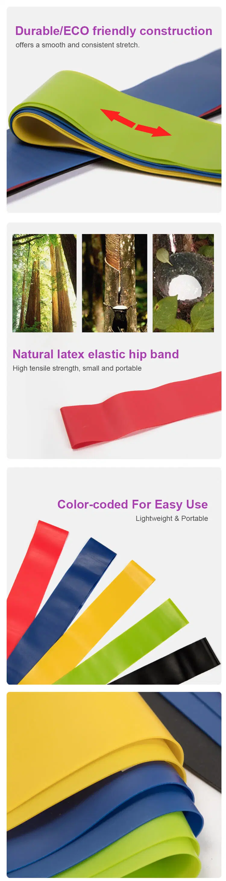 High Quality Exercise Mini Latex Yoga Custom Print Logo Set Resistance Band