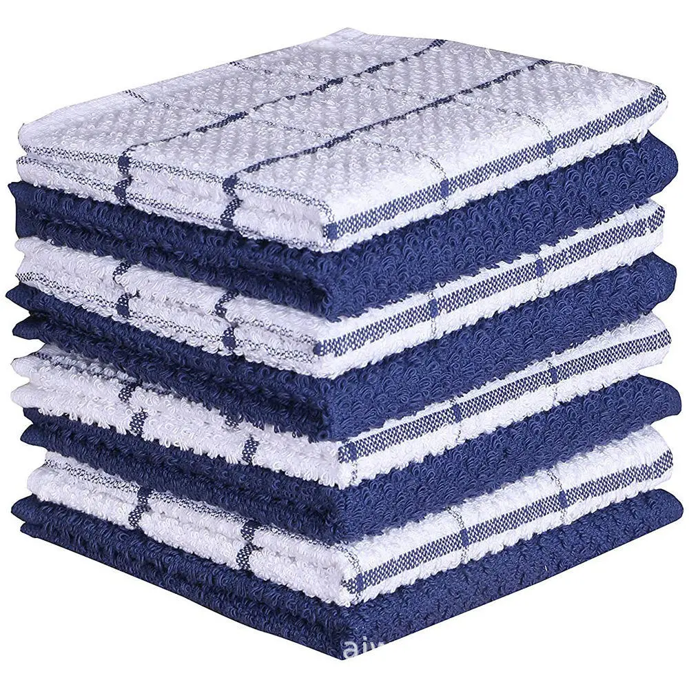 12 X 12 Inches Super Soft and Absorbent Cotton Terry Kitchen Dish Cloths 100% Cotton Dish Rags