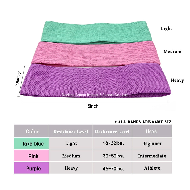 Women&prime;s Pink Fabric Non-Slip Hip Resistance Bands for Glute Activation