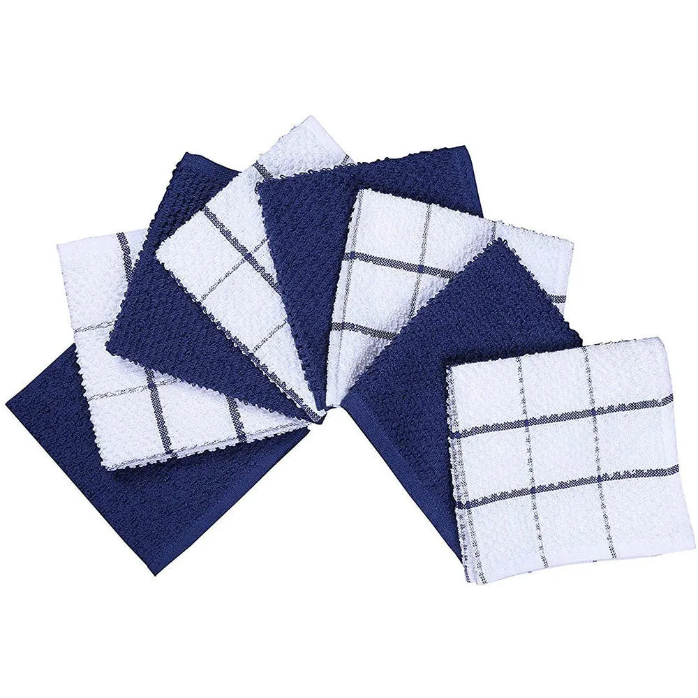 12 X 12 Inches Super Soft and Absorbent Cotton Terry Kitchen Dish Cloths 100% Cotton Dish Rags