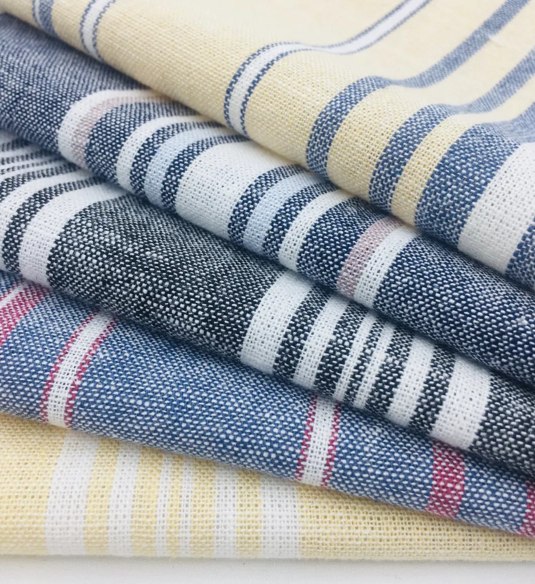 Hot Sale 70%C 30%L Organic Blend Yarn Dyed Stripe Plain Fabric Cotton