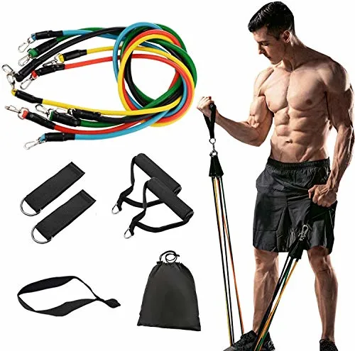 Resistance Bands Set, Exercise Bands with Door Anchor, Ankle Straps and Handles - for Building Muscle, Yoga, Physical Therapy, Home Workout Esg13780