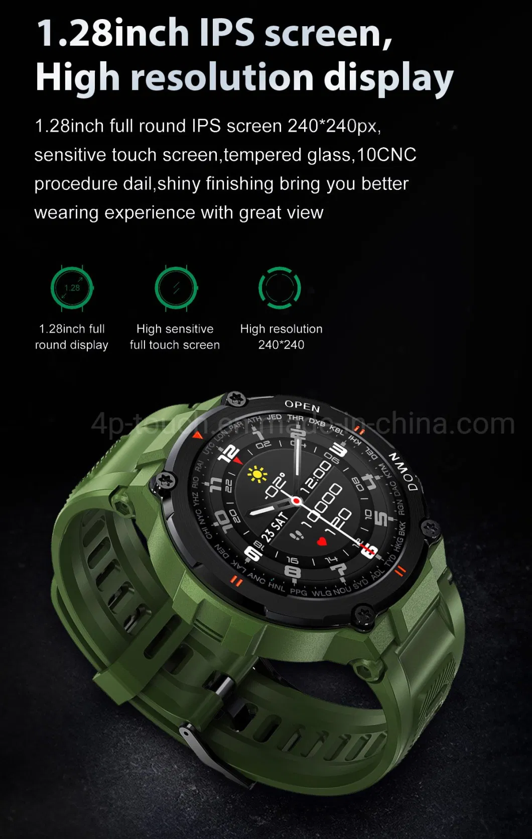 New Full Round IPS Screen Accurate Blood Pressure Monitoring Smart Wristband with Bt Music K22