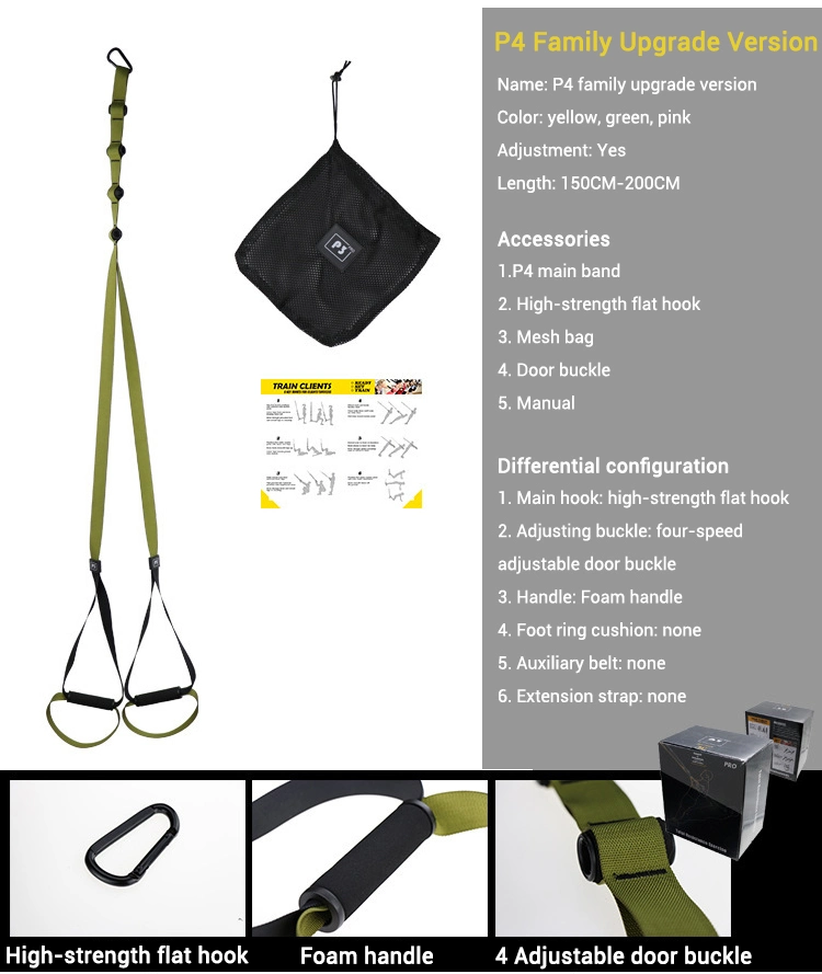 P3-4 Adjustable Bodyweight Resistance Bands with Handles Door Anchor Straps