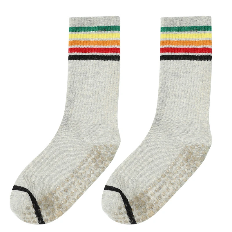 Custom Logo Yoga Sock Hot Sale Women High Quality Striped MID-Barrel Yoga Socks