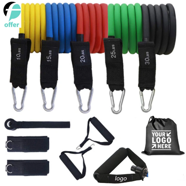 Exercise Resistance Bands Set, - 5PCS Stackable Latex Resistance Bands with Door Anchor, Handles and Ankle Straps and Carrying Case