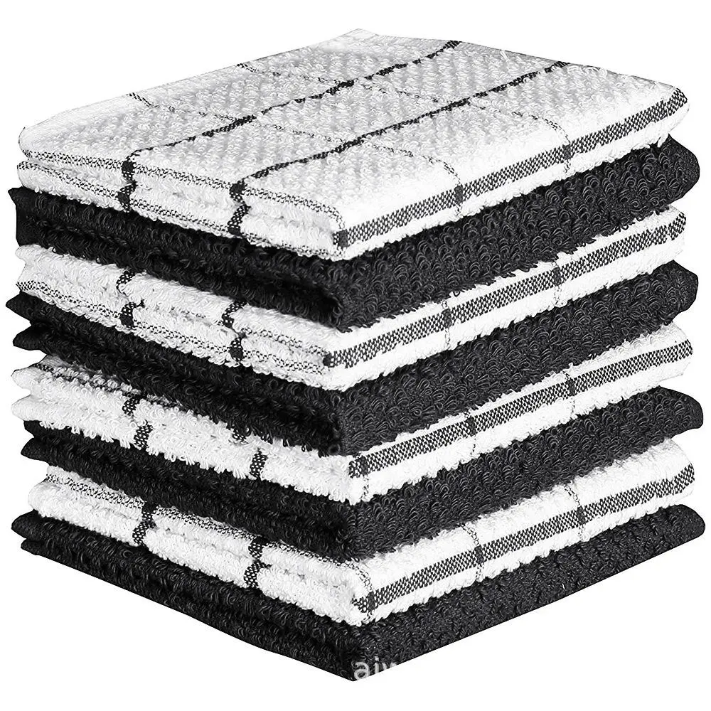 12 X 12 Inches Super Soft and Absorbent Cotton Terry Kitchen Dish Cloths 100% Cotton Dish Rags