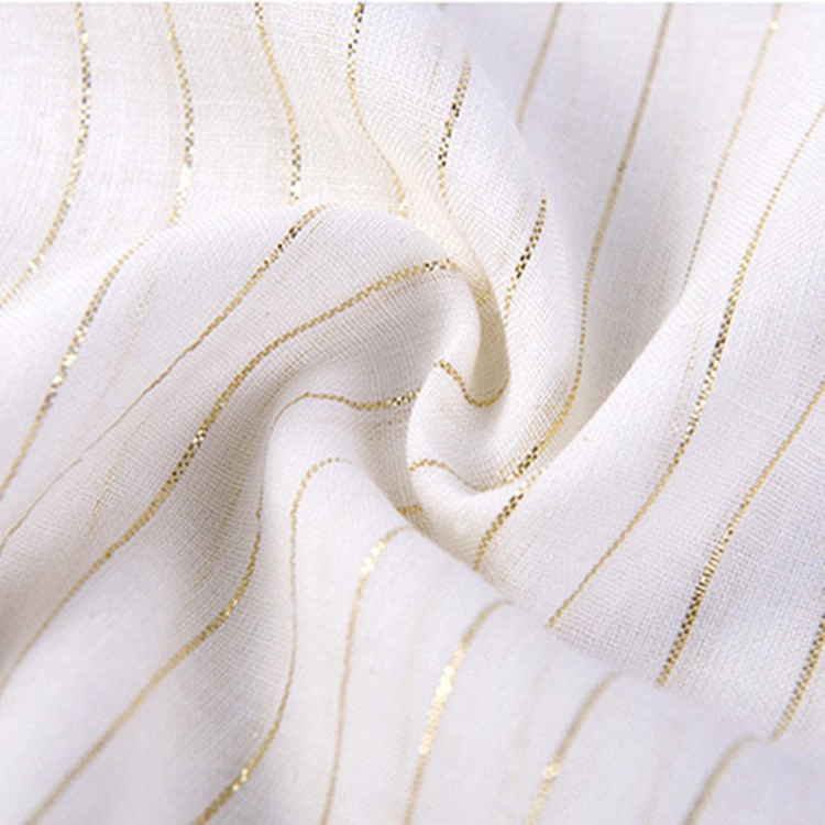 Wholesale Brocade Glitter Fancy Gold Stripe Thin Shirt Curtain Fabric Cotton