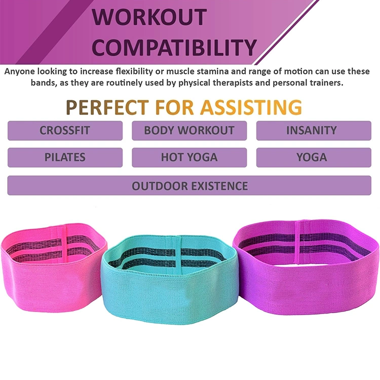 Amazon Hot Sells Customized Logo Yoga Exercise Gym Elastic Resistance Loop Hip Fitness Bands Wholesale