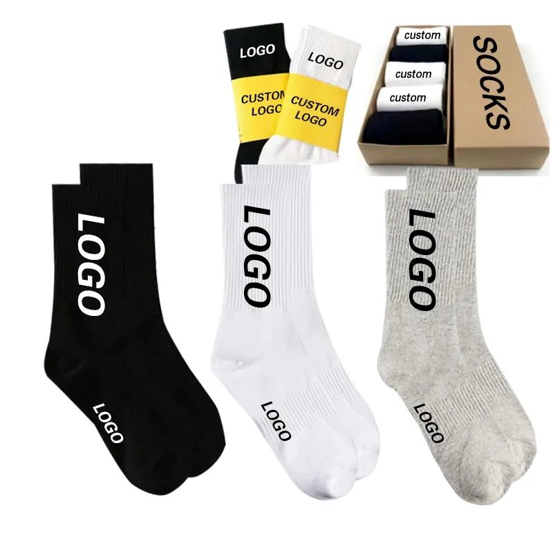 Free Mockup Low MOQ Cotton Mens Custom Socks Colorful Character Logo