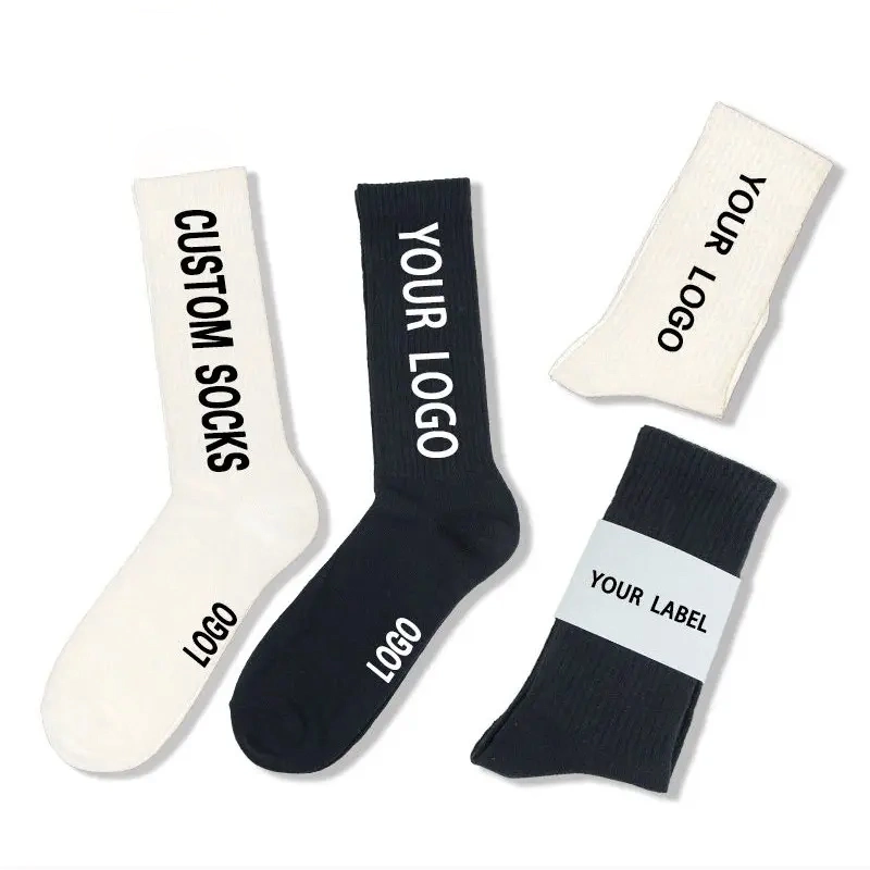 Free Mockup Low MOQ Cotton Mens Custom Socks Colorful Character Logo