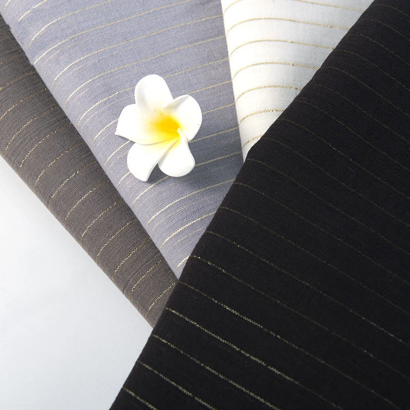 Wholesale Brocade Glitter Fancy Gold Stripe Thin Shirt Curtain Fabric Cotton