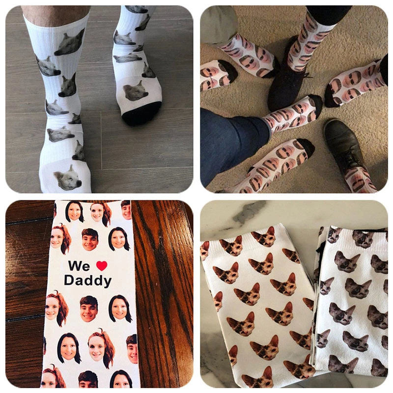 Customized Print Socks Women&prime;s Men&prime;s DIY Photo Logo Cotton Sport Socks Personalized Knee Socks Custom Gifts