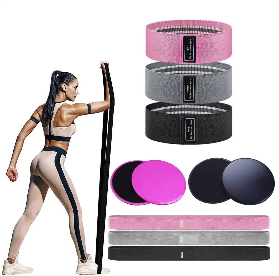 Factory Custom Brand Logo 40inch Long Resistance Bands Set, Black Gray Fabric Heavy Duty Body Building Exercise Pull up Training Bands for Men and Women