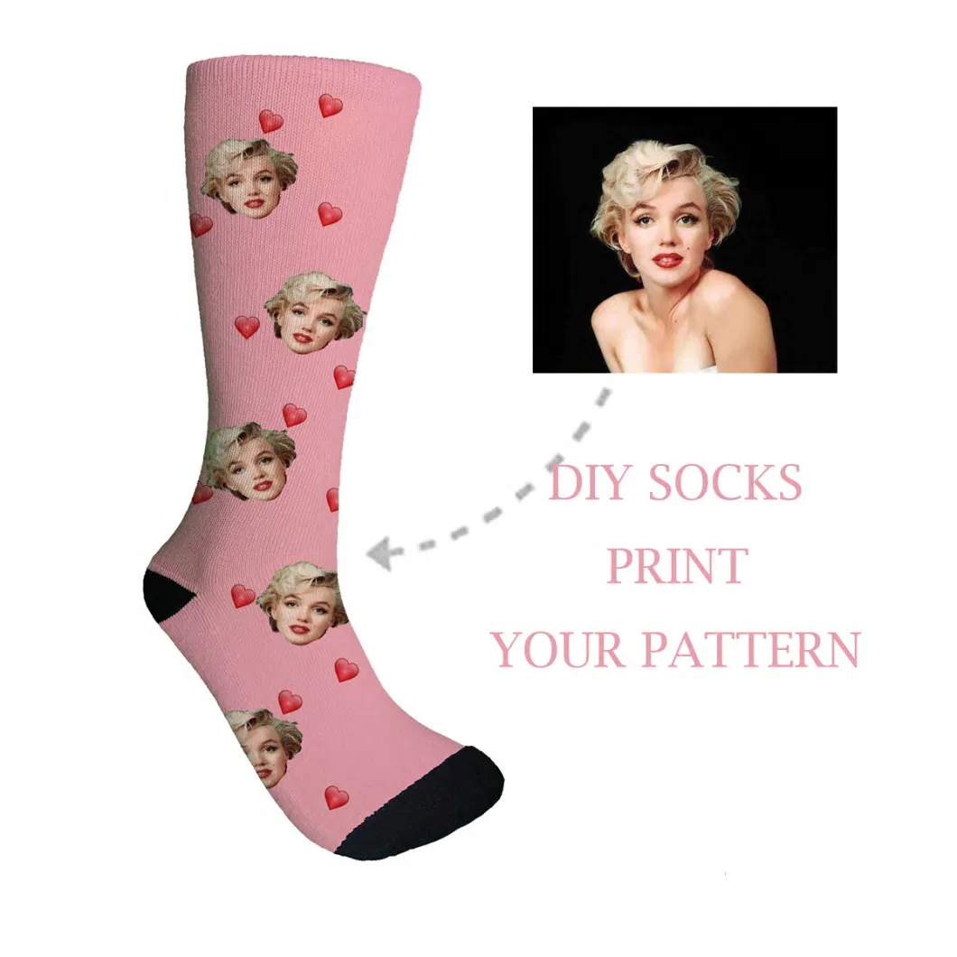 Customized Print Socks Women&prime;s Men&prime;s DIY Photo Logo Cotton Sport Socks Personalized Knee Socks Custom Gifts