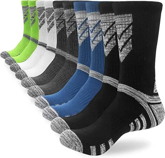 Custom Mens Walking Hiking Black Socks Thick Anti Blister Sports Heavy Duty Multipack Grey Breathable Cushioned Cotton Athletic Socks
