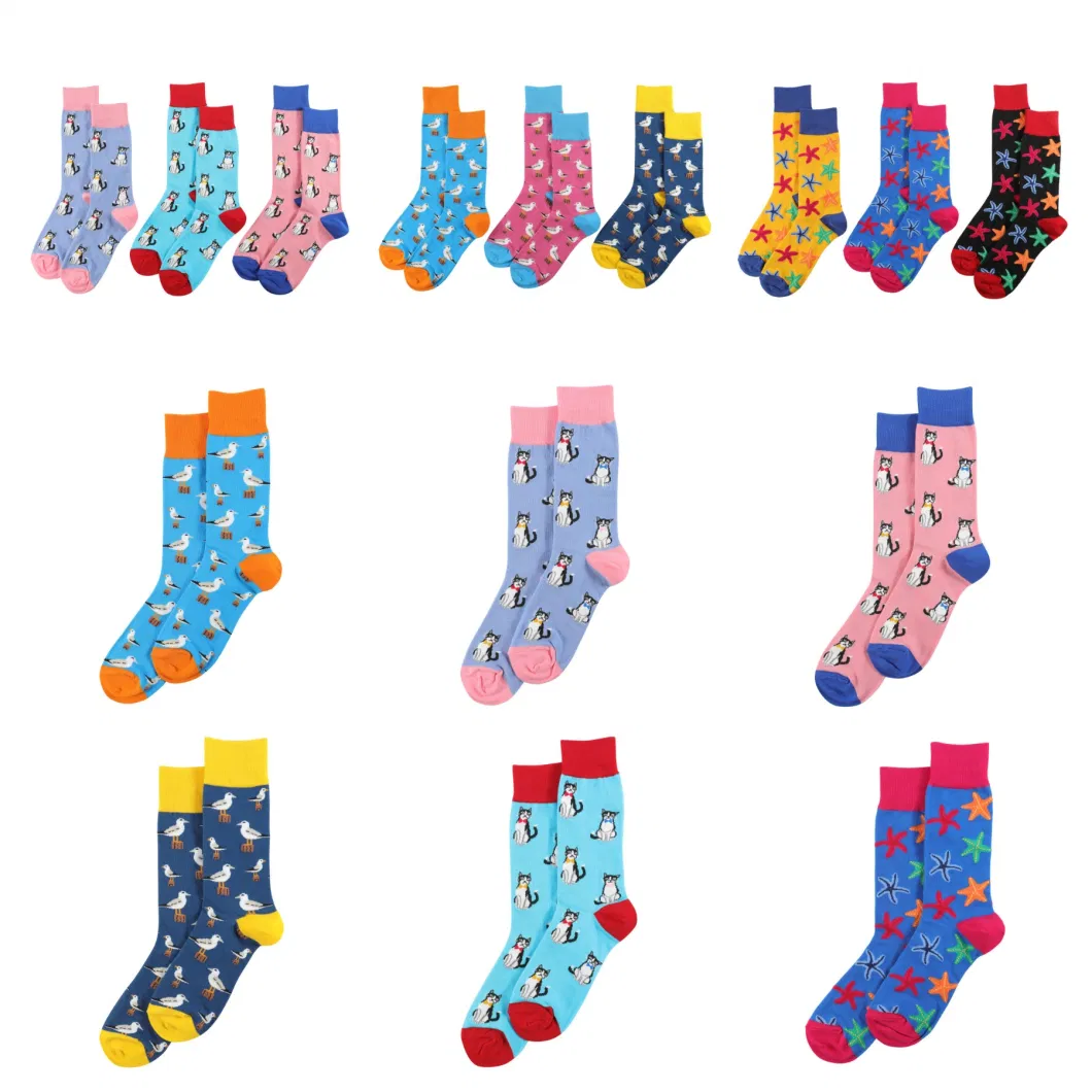 Wholesale Ladies Colorful Cool Cute Funny Happy Cotton Knitted Crew Unisex Personalized Custom Logo Winter White Men Socks