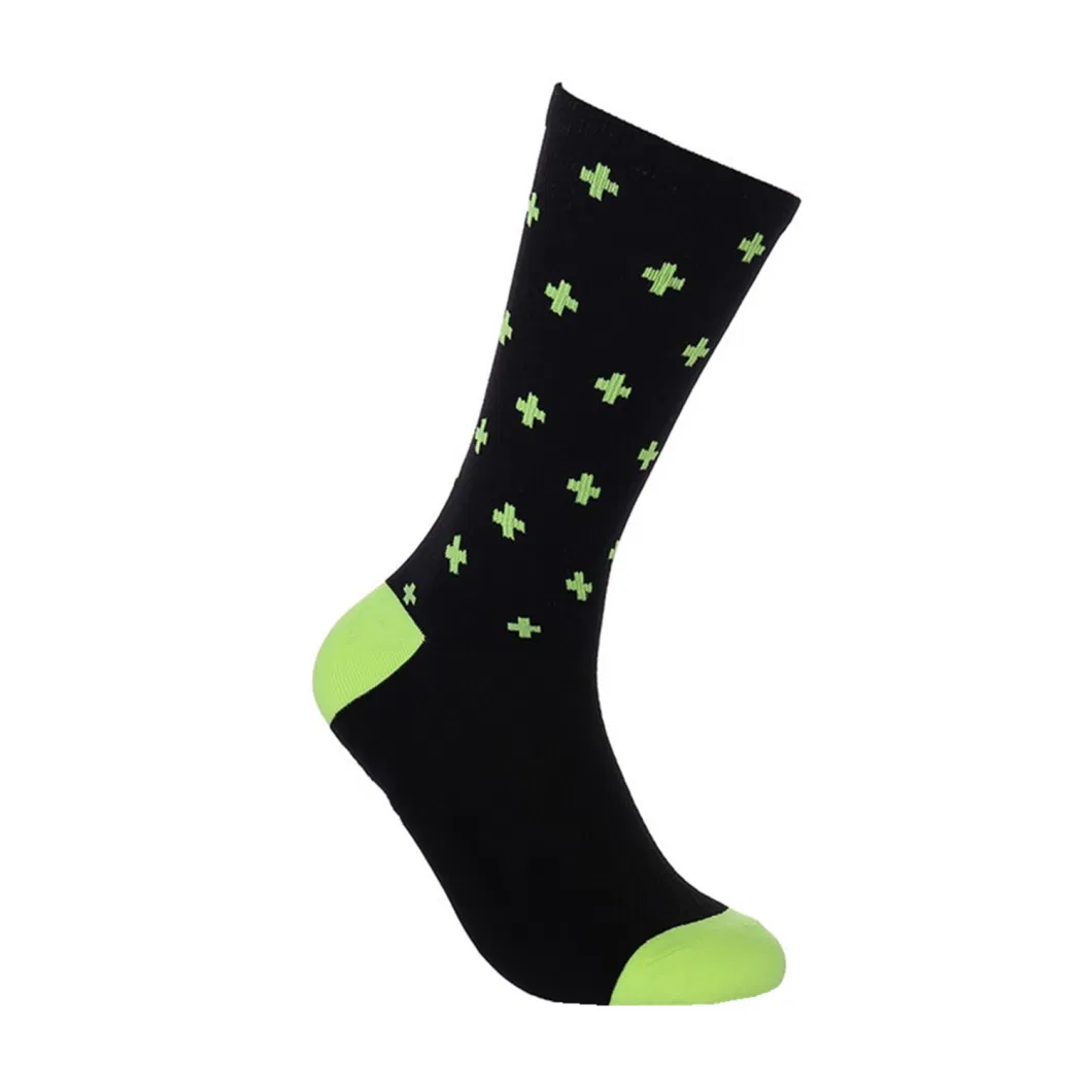 Custom Warm Personalized Green Check Athletic MID Calf Crew Socks