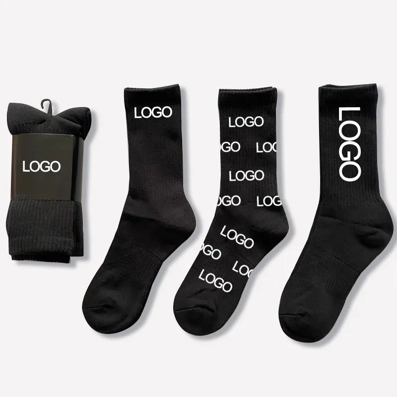 Free Mockup Low MOQ Cotton Mens Custom Socks Colorful Character Logo