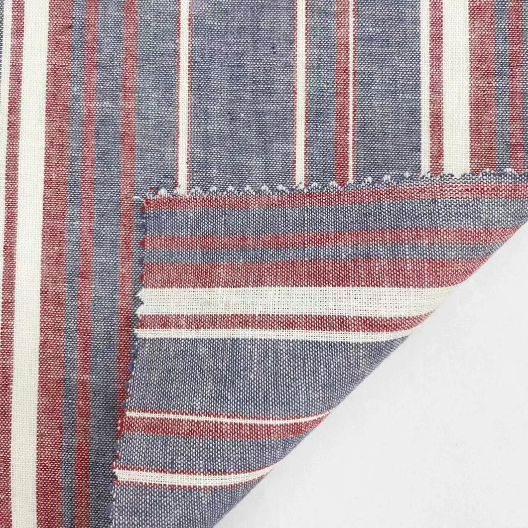 Hot Sale 70%C 30%L Organic Blend Yarn Dyed Stripe Plain Fabric Cotton