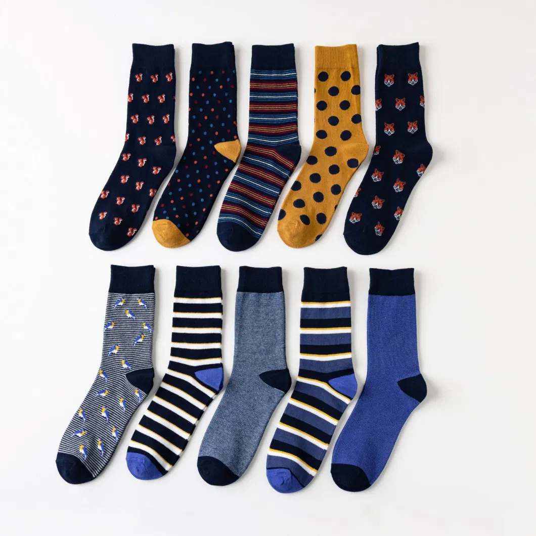 Customized Wholeseller Spring Autumn Winter Mens Cotton Jacquard Dots OEM ODM Logo Formal Crew Socks