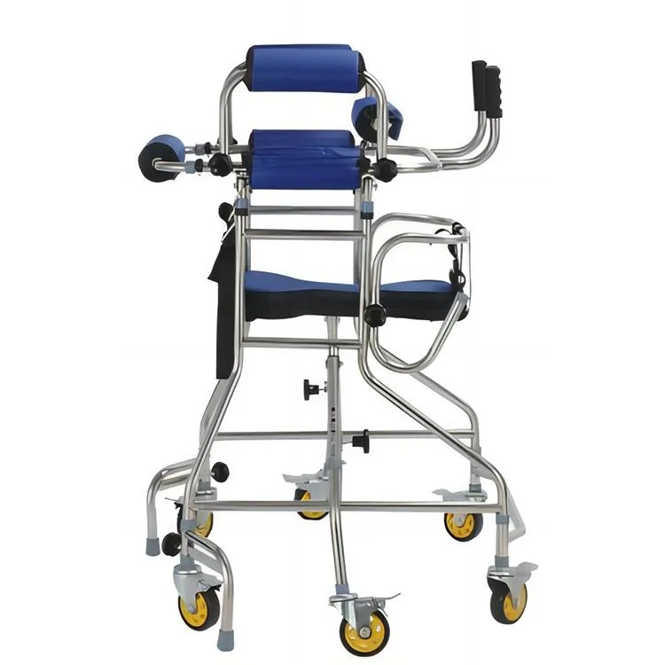 Rwx95 Hospital Medical China Six Wheels Height Adjustable Stainless Steel Adult Double Axillary Band Walking Trainer