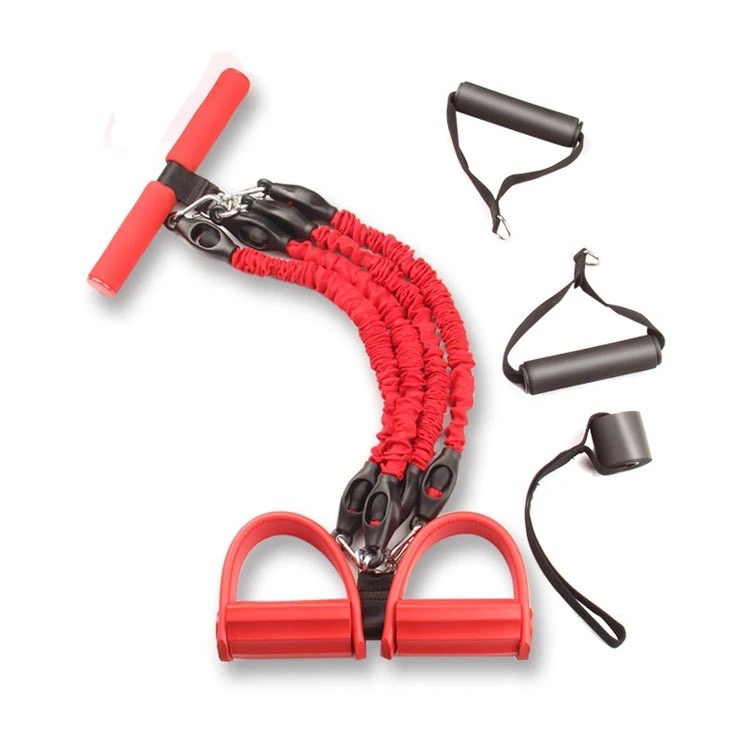 4-Tube Tension Sit-up Pull Rope Training Foot Pedal Resistance Band