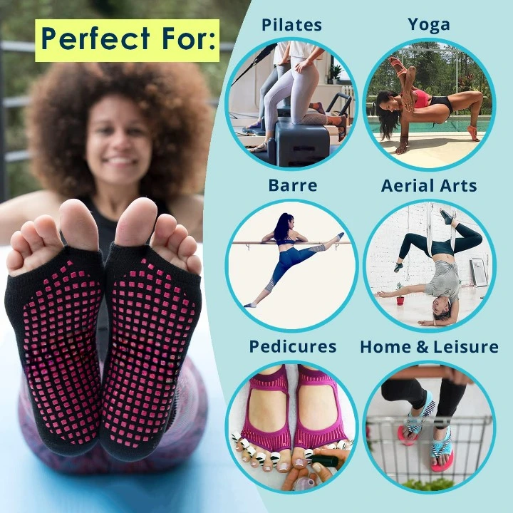 Wholesales Toeless Cotton Barre Pilates Dance Balanon Slip Grip Yoga Socks