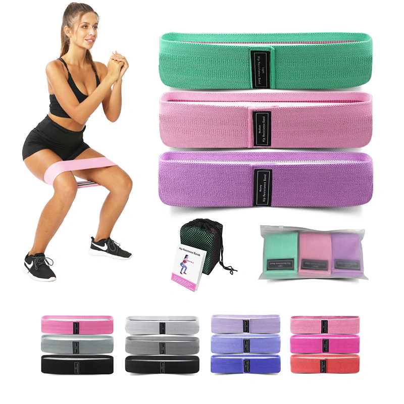 Wholesale Custom Logo Exercise Bands Set 3 Level Fabric Elastic Resistance Bands