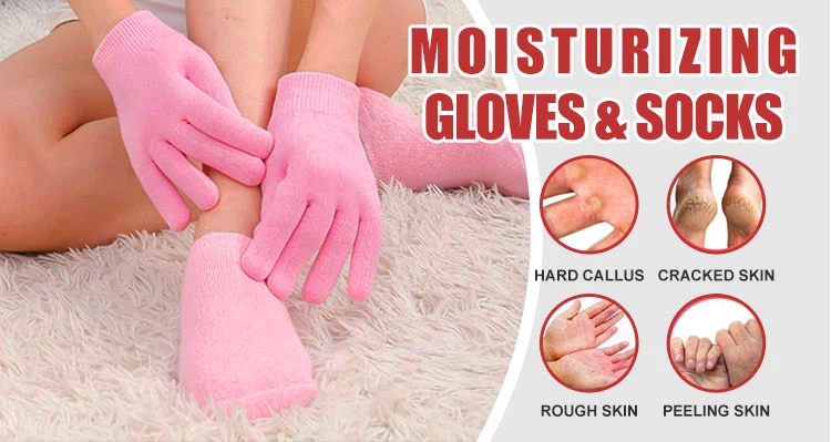 Repairing Dry Hands Feet Cracked Silicone Moisturizing Gloves SPA Gel Heel Socks