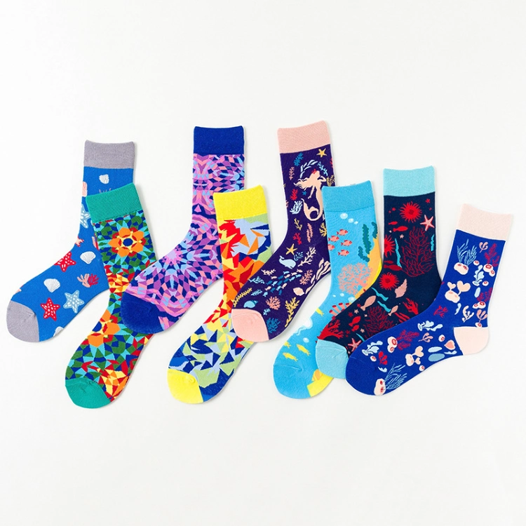 Adults Custom Sock Happy Design High Elastic Colorful Dress Breathable Sport Sock Cotton Fashion Women Men Socks