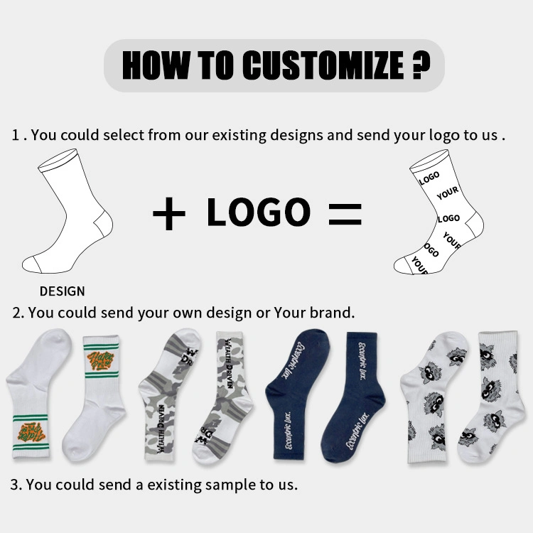 Private Customized DIY Logo with Personalized Graphic Text for Men and Women&prime;s Fashionable Socks