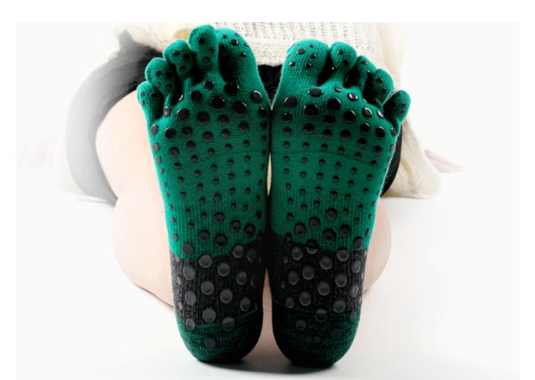 Terry Anti-Slip Five-Finger High Cotton Amount of Five-Toe Sports Dotted Rubber Wear Ladies Yoga Socks