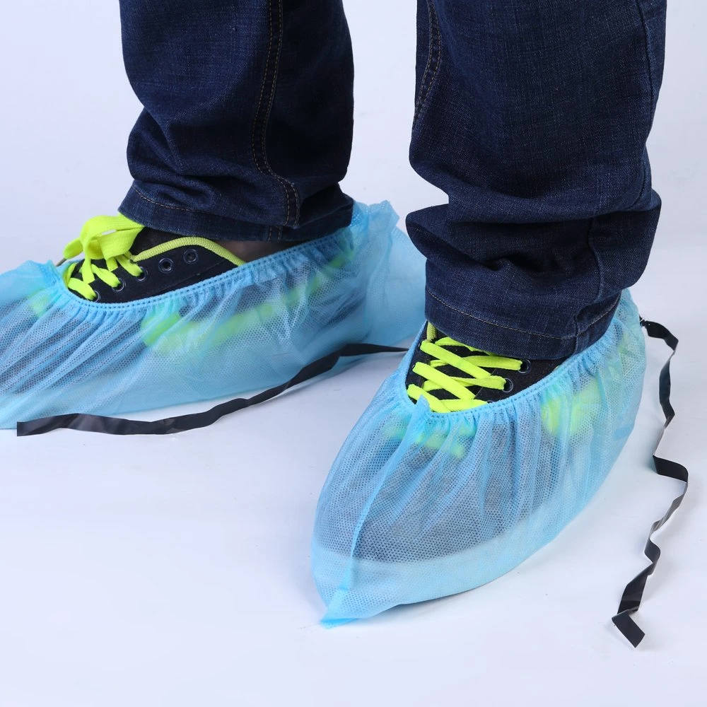 Disposable Nonwoven CPE Shoe Cover Elastic Band at Opening Multiple Sizes Waterproof Excellent Liquid and Tear Resistance