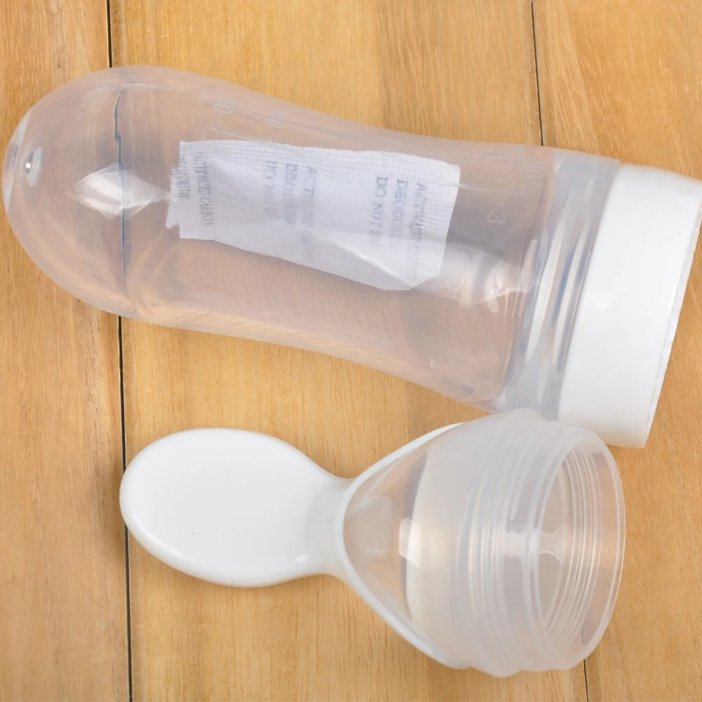 Newborn Baby Silicone Squeeze Complementary Food Feeding Bottle with Spoon