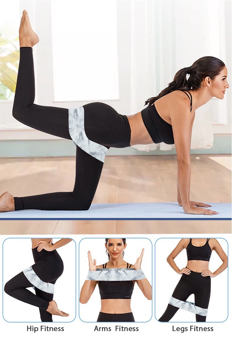 New Marble Pattern Resistance Hip Loop Band for Yoga Fitness, Custom Printing Marble Booty Squat Exercise Circle, Leopard Fabric Resistance Bands Set