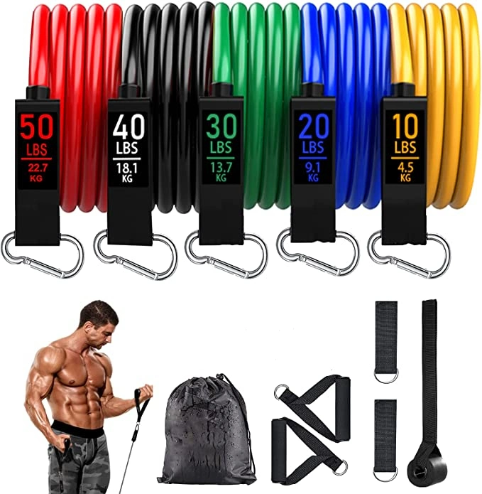 Resistance Bands TPE Sets 11 Pieces Strength Training Fitness 150 Lbs