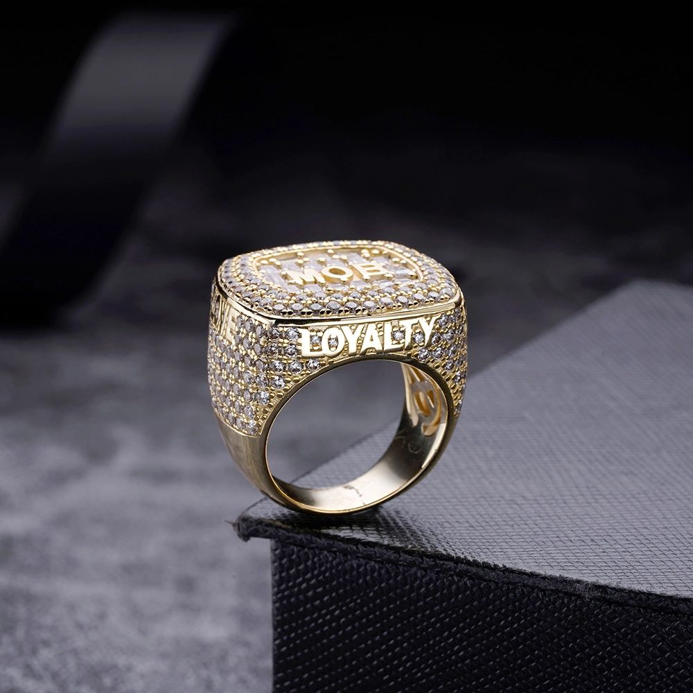 Hip Hop Ring Fashion Jewelry 925 Silver Iced out Moissanite 14K Gold Football Basketball Championship Ring Band