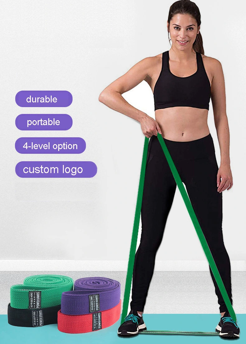 4 Levels Long Resistance Exercise Fabric Bands, Non-Slip Booty Workout Band