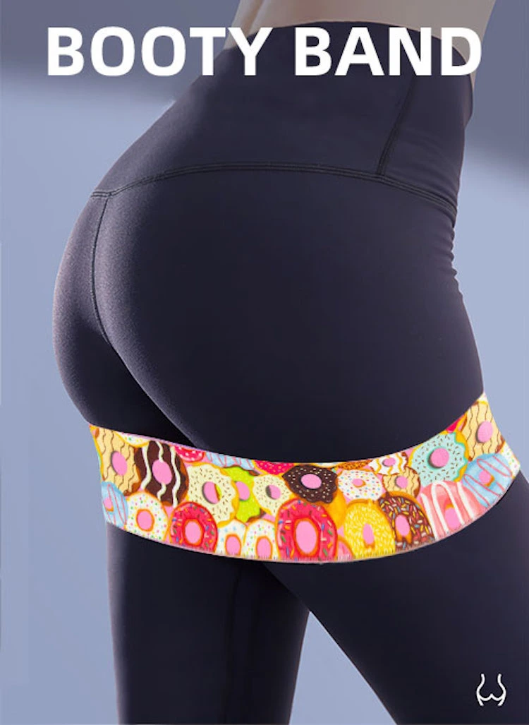 Fruit Food Pattern Non Slip Elastic Fabric Resistance Band Set for Women, Bespoke Avocado Print Home Fitness Workout Hip Bands