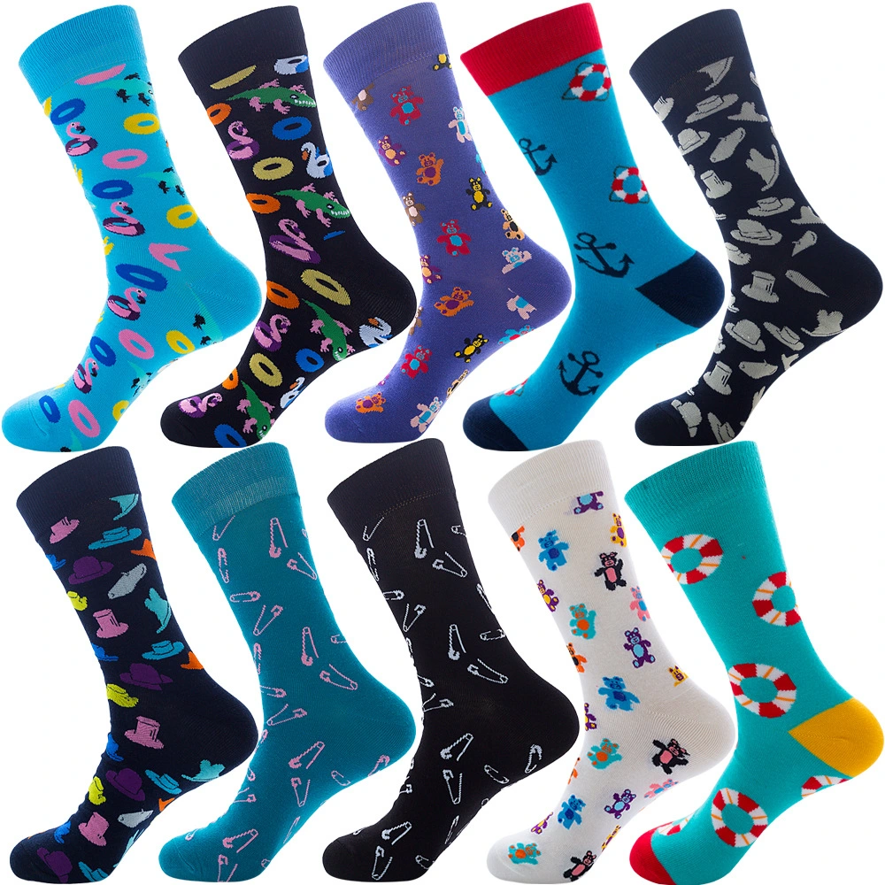 Xianghui Wholesale Custom Women Fashion Colorful Jacquard Tube Cotton Crew Happy Socks