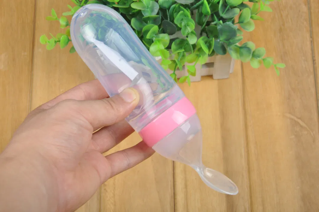 Newborn Baby Silicone Squeeze Complementary Food Feeding Bottle with Spoon