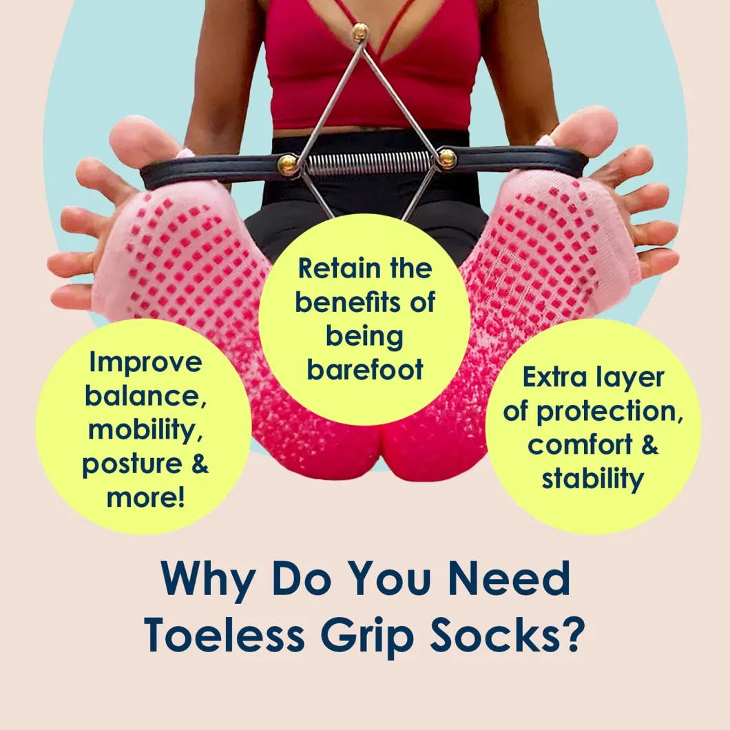 Wholesales Toeless Cotton Barre Pilates Dance Balletnon Slip Grip Yoga Socks