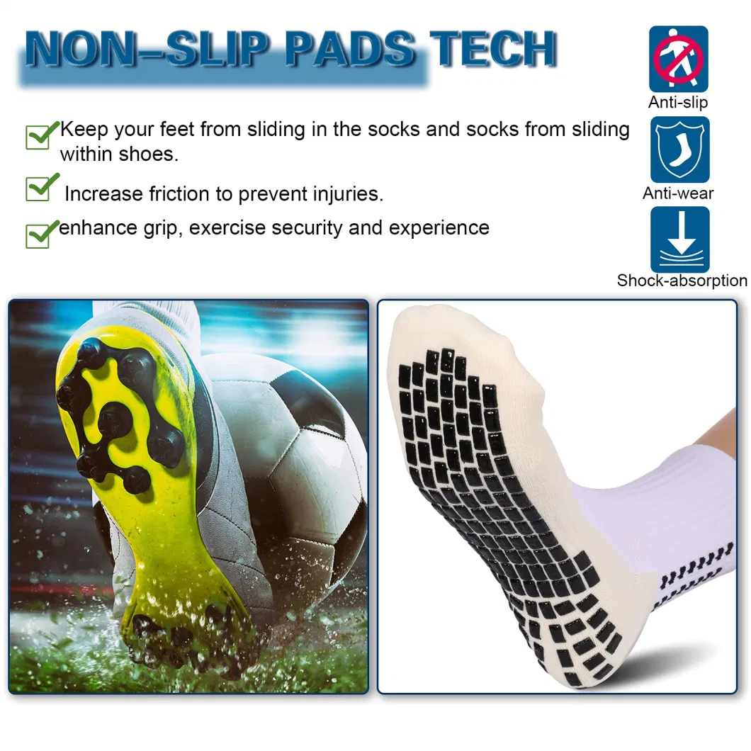 Non Slip Sport Soccer Socks Anti Slip Football Grip Socks Unisex Athletic Sports Socks with Rubber Dots Breathable Basketball Socks for Hiking Running