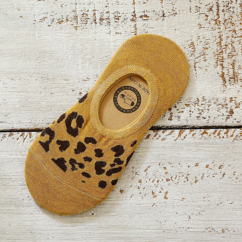 Leopard Breathable Cotton Comfortable Silicone Non-Slip Invisible Low Cut Socks