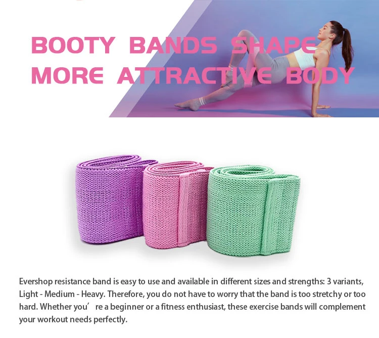 Fabric Booty Non-Slip Elastic Workout Exercise Resistance Bands, Cotton and Rubber Fabric
