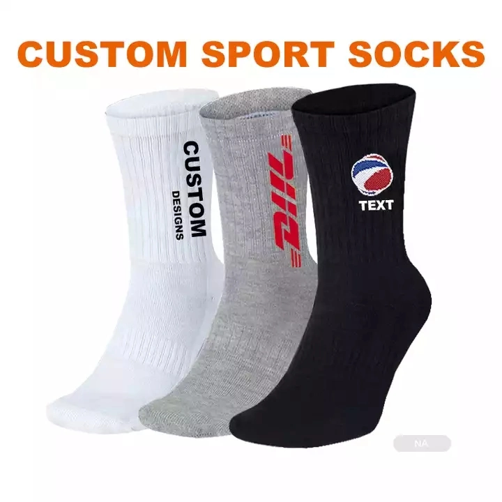 Personalized Knitted Cotton Jacquard Logo Crew Mens Socks Custom Sock Manufacturing Customized Sports Socks for Men