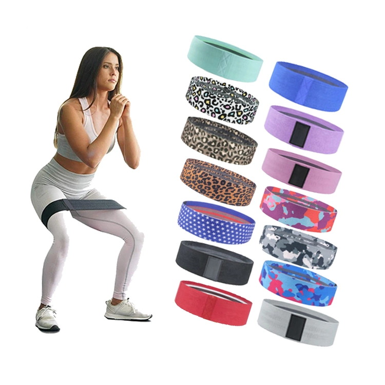 3 Levels Custom Printing Fabric Leopard Print Exercise Fitness Hip Loop Booty Resistance Bands